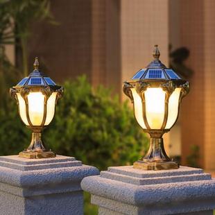 欧式户外LED灯围墙庭院大门灯复古别墅花园景观门柱灯太阳能柱头