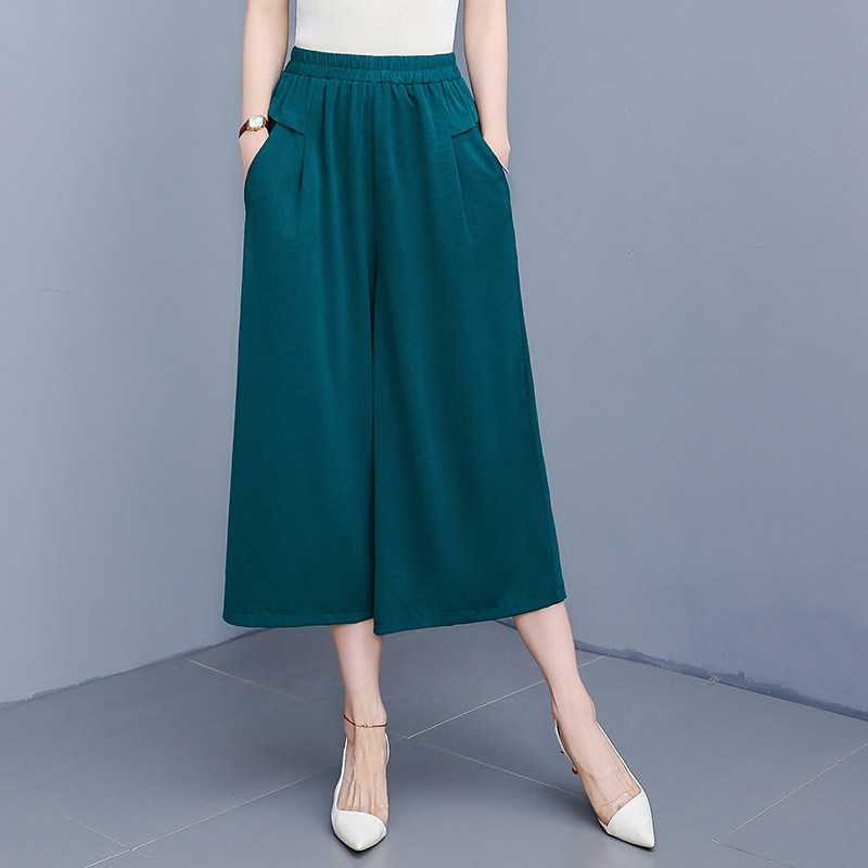 新款妈妈裤子夏季薄款七分休闲裤宽松显瘦中老年人女士大码阔腿裤