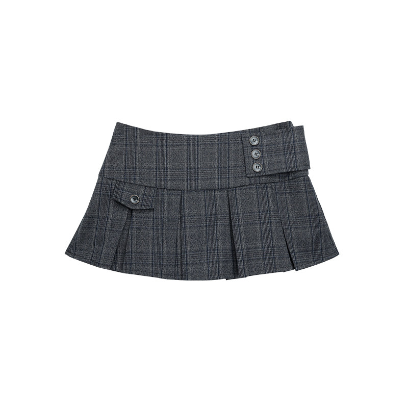 thumbnail for Audwyn College Style Patterned Pleated Skirt Women's New Niche Design Versatile Waist Slimming Ultra-Short Skirt