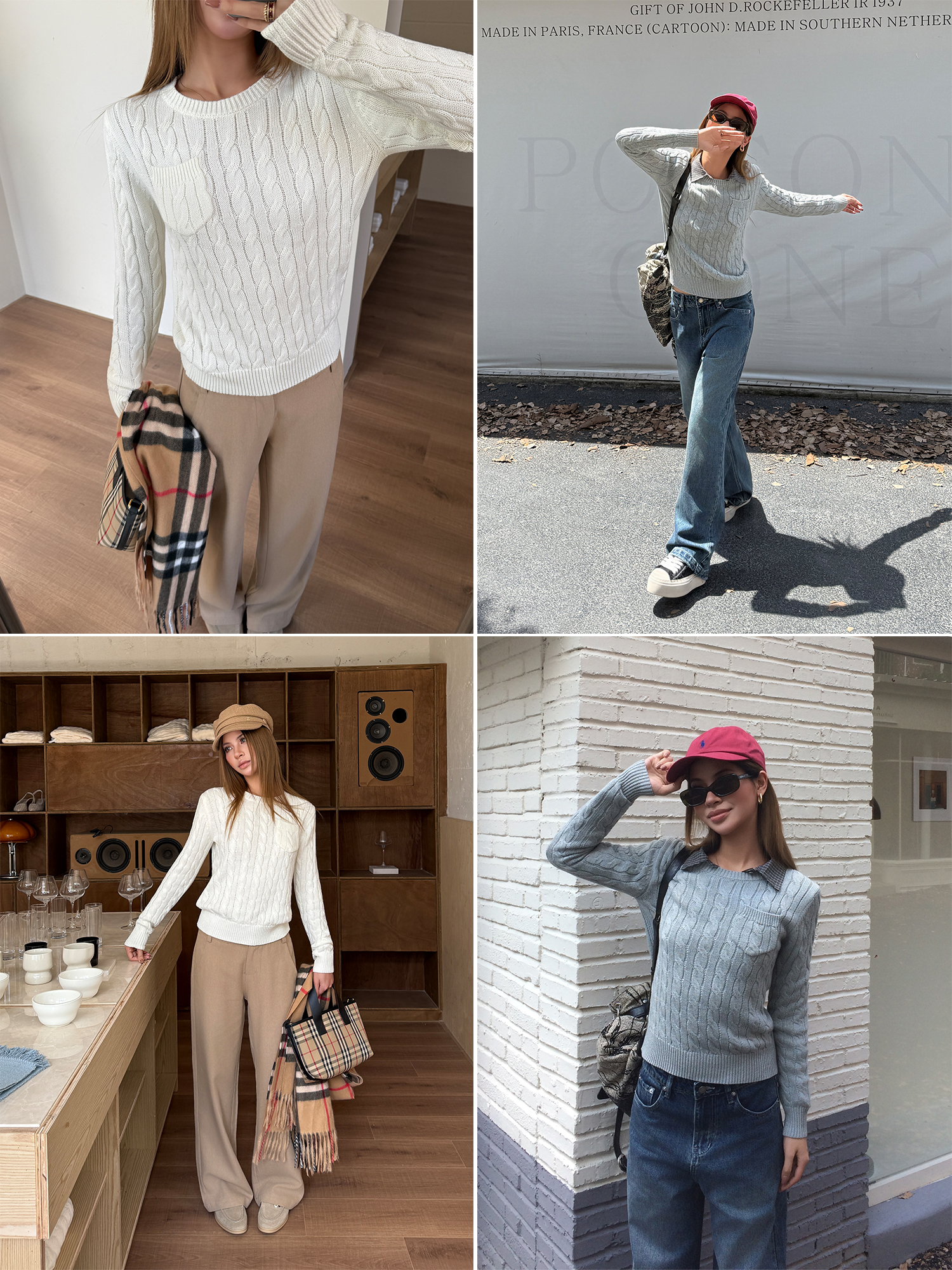  Round Neck Cable Knit Sweater Slim Fit Knitwear for Women Early Autumn New Straight Fit Versatile Elegant Long Sleeve Top