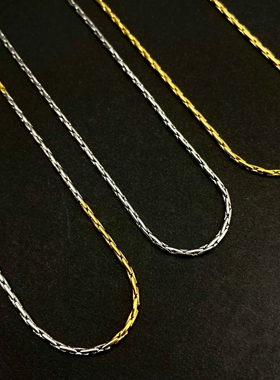 分色百搭裸链轻奢无吊坠款欧美颈圈无坠配饰双色金项链金色链素链