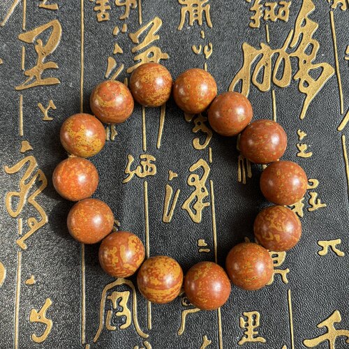 泗水红砭石原石打磨圆珠手链情侣
