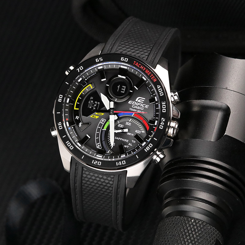 卡西欧黑武士黑暗之心运动赛车ecb-900ymp-1a太阳能蓝牙手表男