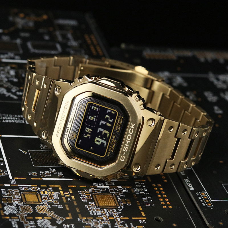 卡西欧金砖35周年金属小方块小金块银块gmw-b5000gd-9/1/4手表男