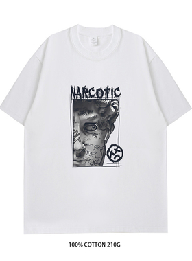 新款趣味印花黑色短袖T恤男女宽松圆领休闲百搭上衣纯棉情侣休闲