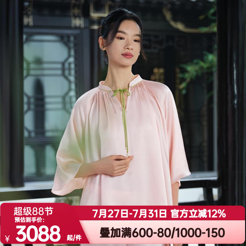 爱慕皇锦正品春季真丝经典女士睡衣套装套头分身家居服HJ21528