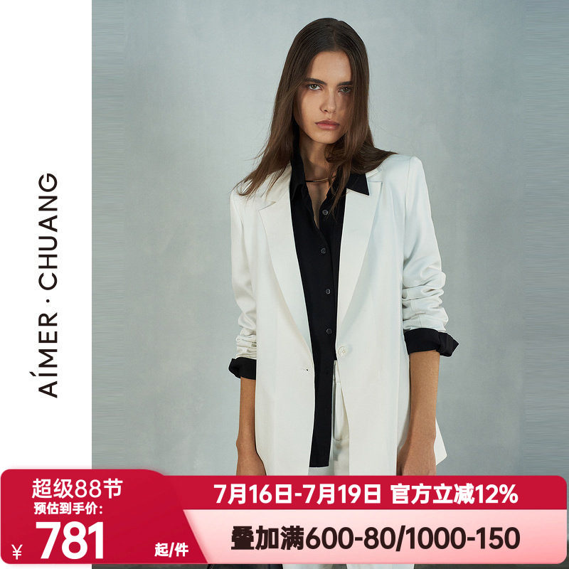 爱慕·CHUANG正品春夏季外穿女百搭双面布平驳头长袖西服CA811282