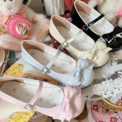 原创lolita甜美风鞋子女日系软妹蝴蝶结中跟jk小皮鞋lo鞋休闲单鞋
