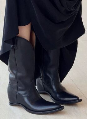 暗黑西部尖头中筒女骑士靴
