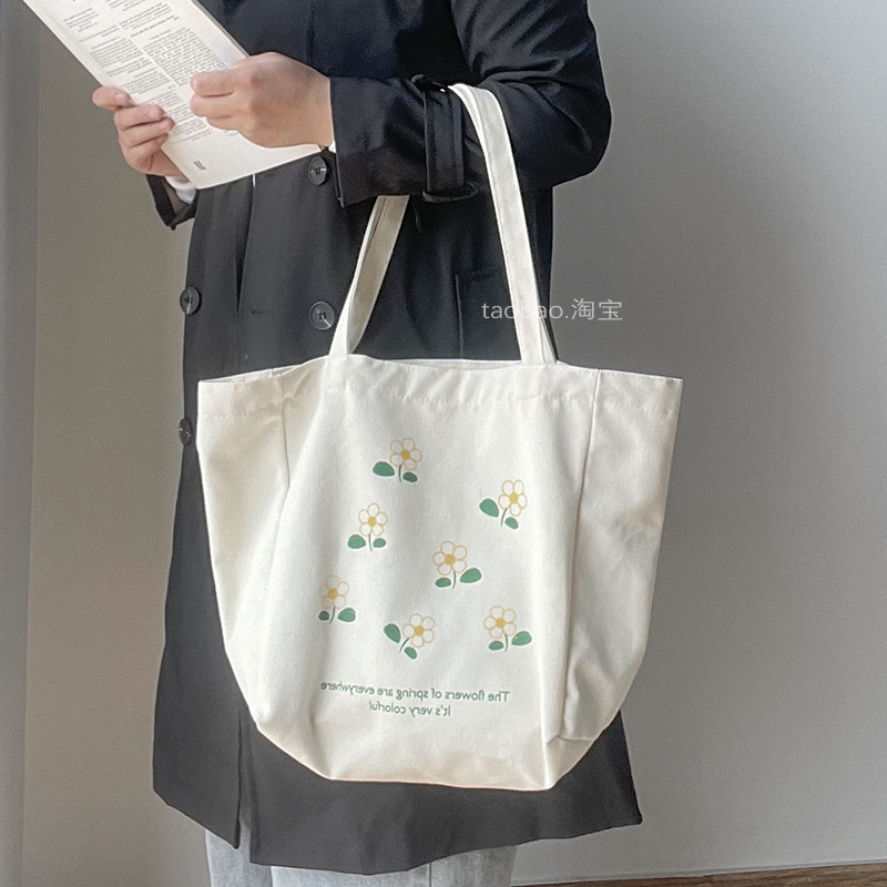 帆布包女夏文艺通勤小众单肩包包2026新款学生上课日系手提购物袋