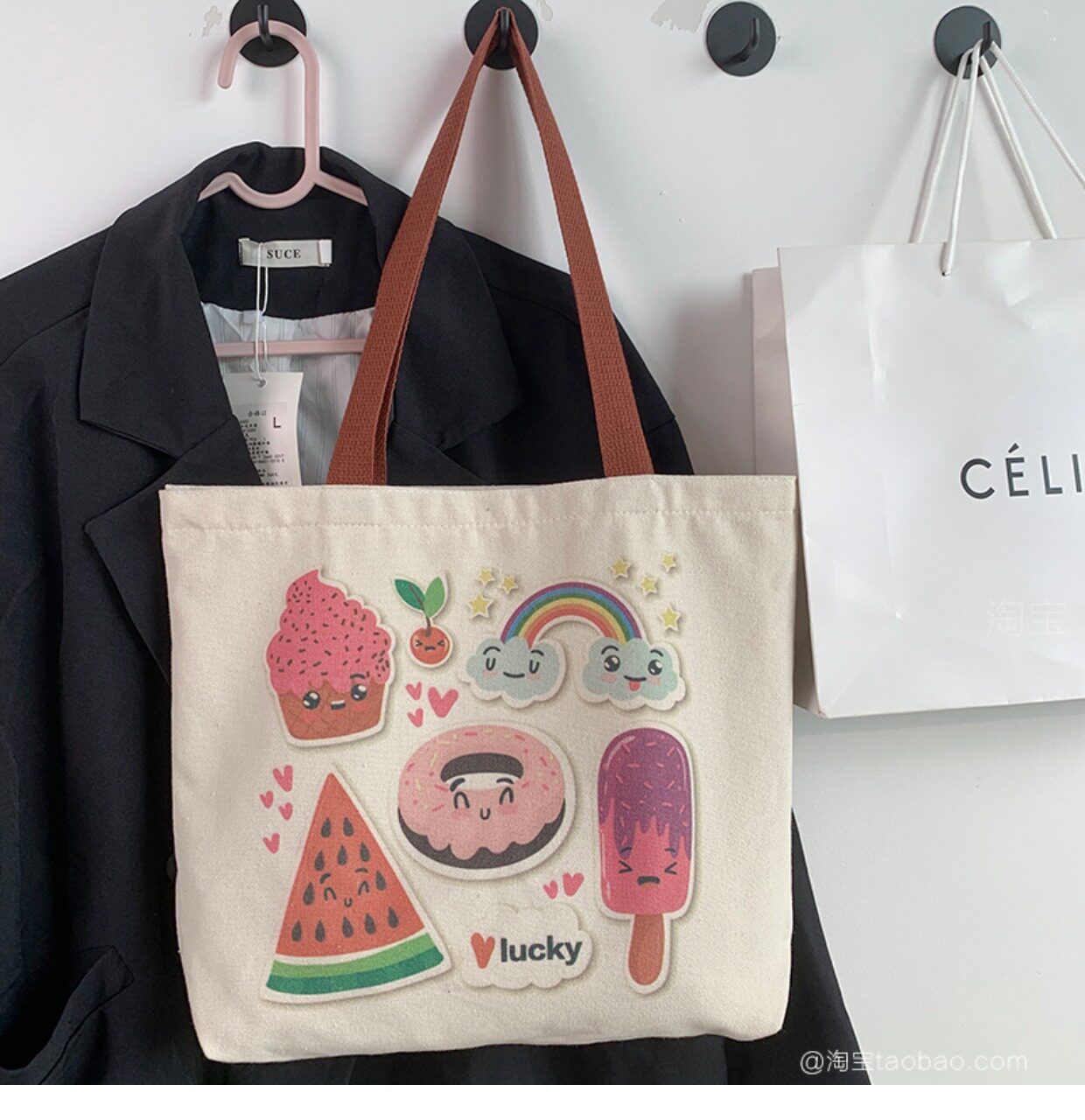 帆布包女夏文艺通勤小众单肩包包2026新款学生日系外出手提购物袋