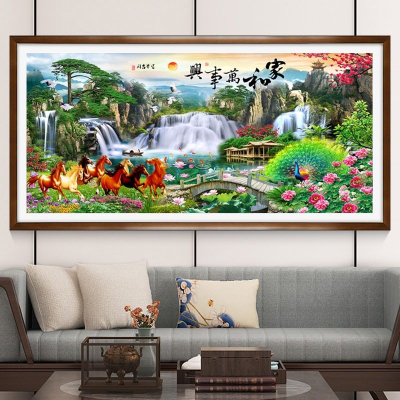 钻石绣2024年新款满钻家和万事兴风景客厅5D麋鹿点贴砖石十字绣,居家布艺,钻石绣,淘宝优惠券,粉丝福利购,淘宝优惠卷
