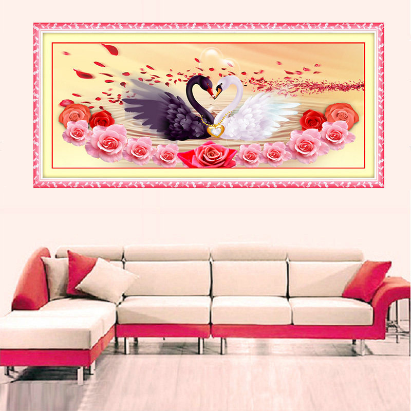 钻石绣2024年新款满钻卧室床头天鹅花卉点钻十字绣,居家布艺,钻石绣,淘宝优惠券,粉丝福利购,淘宝优惠卷