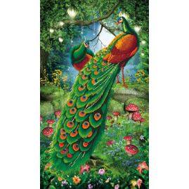 钻石绣2024年新款满钻玄关入户孔花开富贵孔雀竖款大幅点钻十字绣,居家布艺,钻石绣,淘宝优惠券,粉丝福利购,淘宝优惠卷