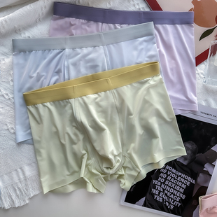内裤 男生平角短裤 纯棉抗菌裆四角无痕夏季 2025新款 头 薄款 冰丝男士