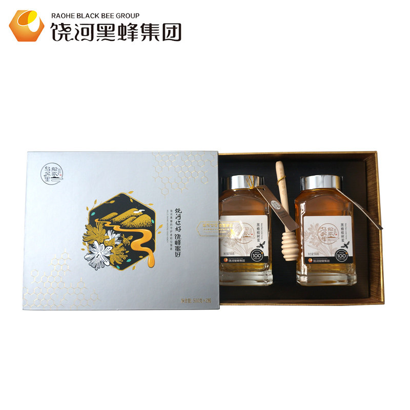 饶河东北黑蜂椴树蜜礼盒500克*2瓶