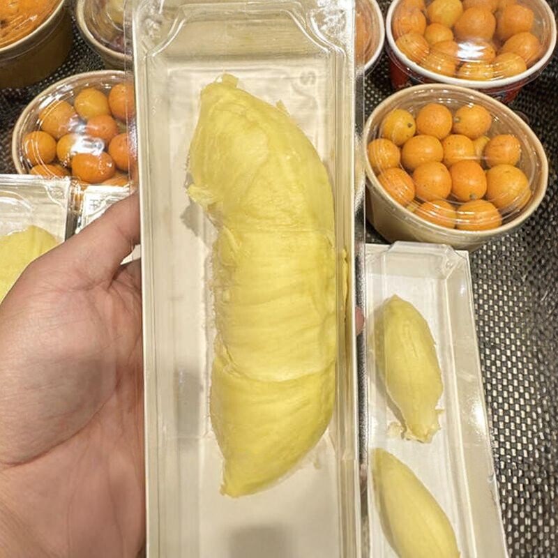 一次性榴莲果肉包装盒雪媚娘泡芙蛋黄酥白底盒高透明盖水果烘焙盒