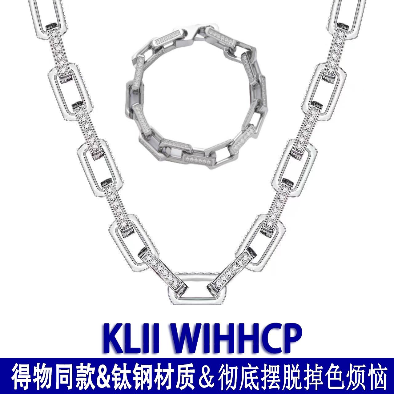 欧美风摩登款竹节古巴方形扣项链