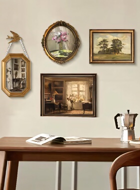 法式中古椭圆客厅装饰画