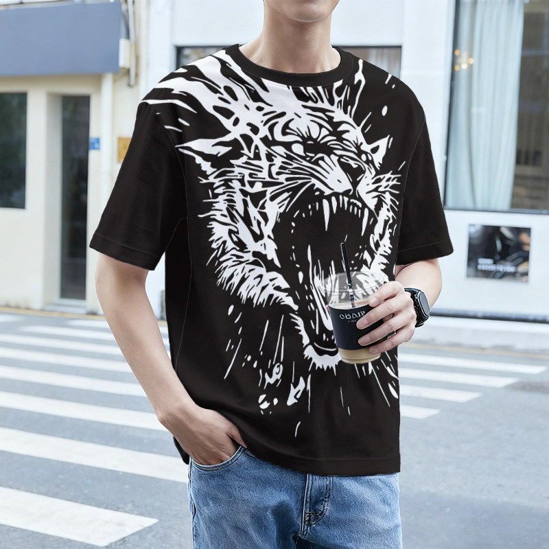 2026新款短袖T恤男夏季透气凉感宽松半袖国潮艺术风休闲男装上衣