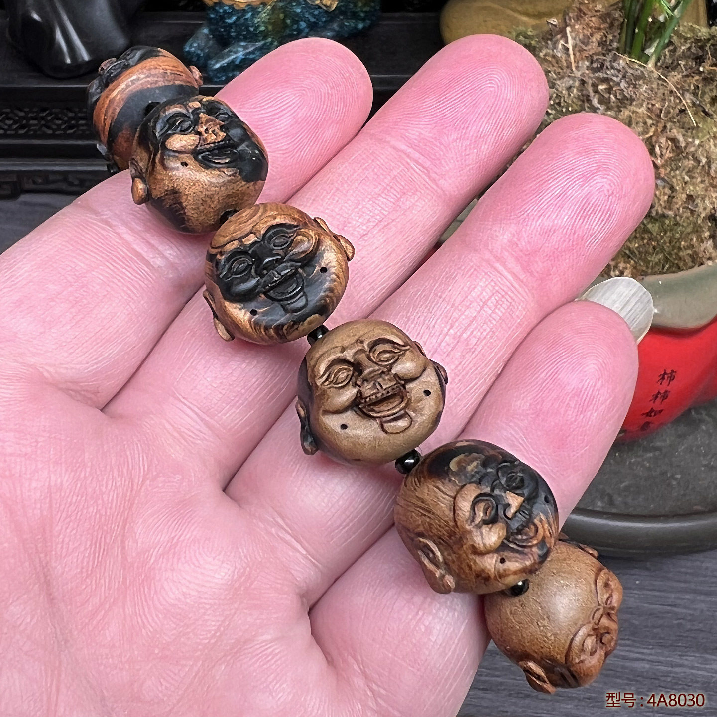 保真天然海柳血柳精雕佛珠手链