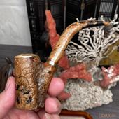 天然保真海柳烟嘴烟斗活柳粗中细烟通用双重循环拉杆过滤精雕礼品