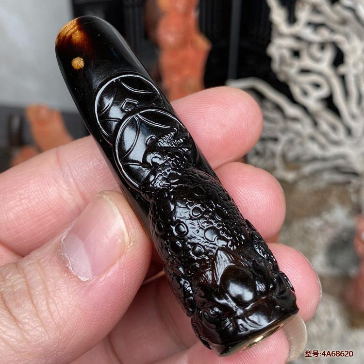 天然原色拉杆黑珊瑚蟾蜍血柳雕刻
