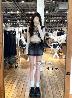 黑灰色牛仔半身裙女2025夏季新款小个子百搭高腰显瘦包臀短裙裤
