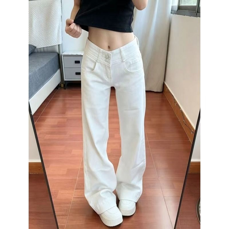 美式辣妹低腰微喇牛仔裤显高显瘦图片