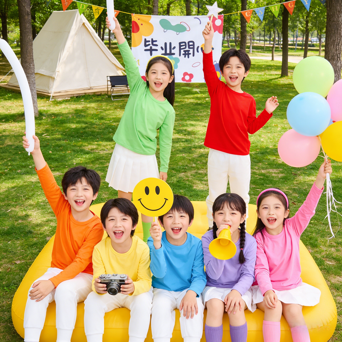 儿童纯棉男女彩色长袖t恤小学生班服糖果色幼儿园圆领T纯色打底衫