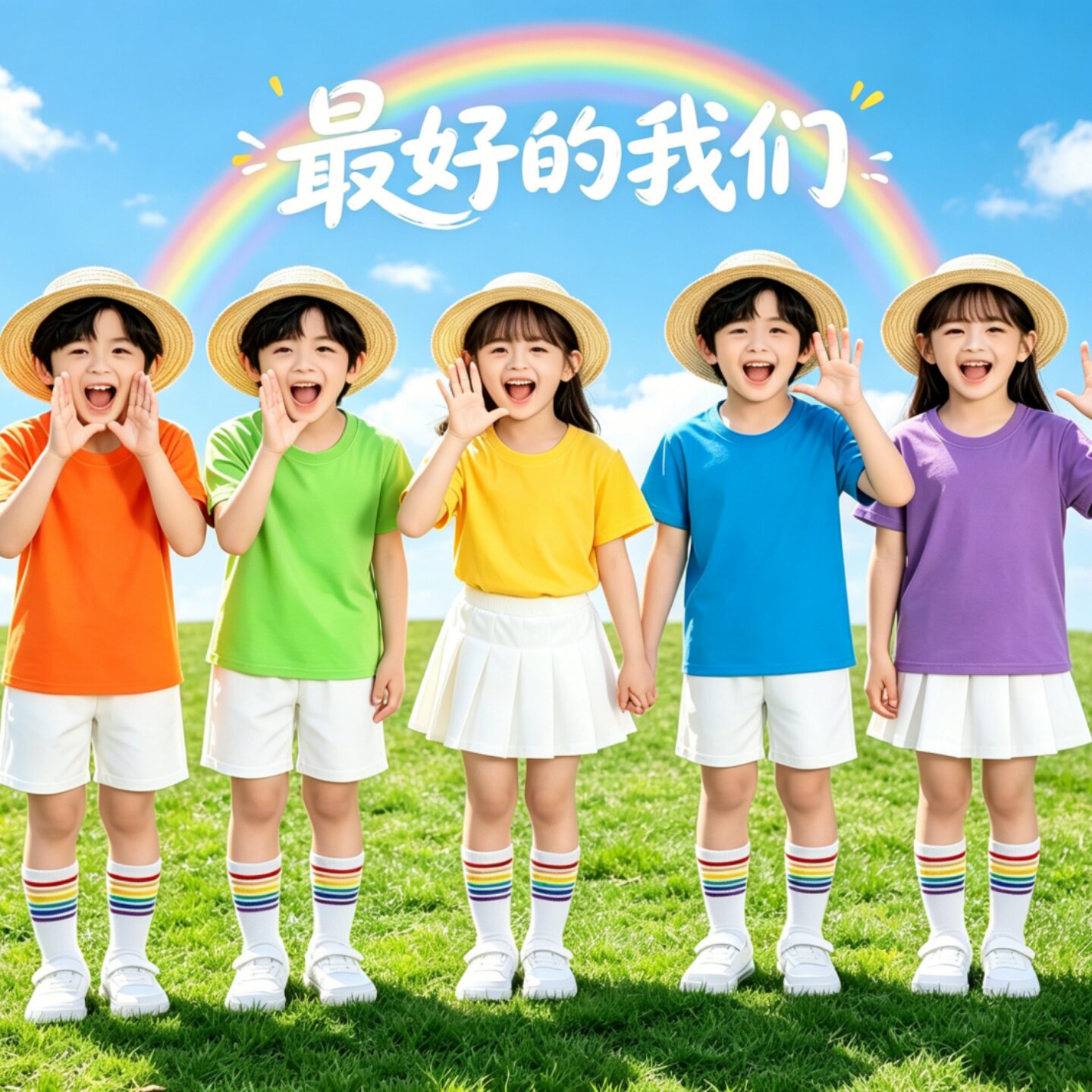 小学生多巴胺糖果色儿童短袖T恤
