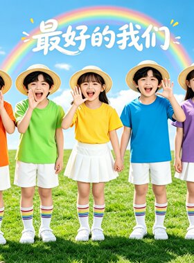 小学生多巴胺糖果色儿童短袖T恤