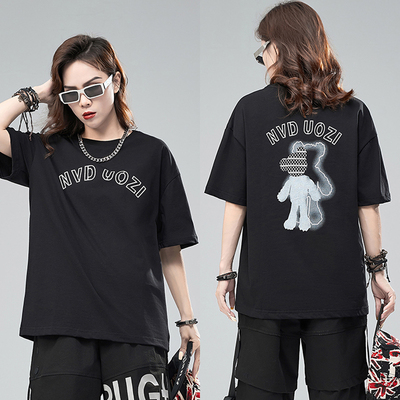 100%纯棉女装宽松短袖t恤上衣