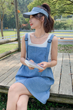 酷盐系背带裙夏季女2023设计感小个子连衣裙短牛仔裙p105k158，女装连衣裙，铱本正襟
