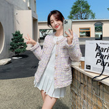 高端精致小香风外套设计感欧货短款毛呢甜美2024春季新款p135k188，女装毛呢外套，铱本正襟