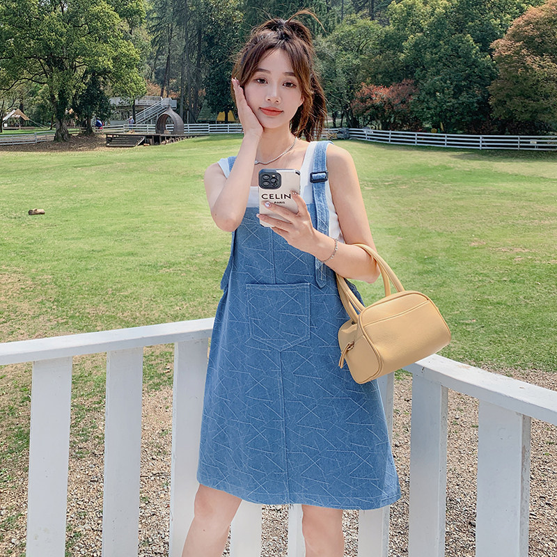 酷盐系背带裙夏季女2023设计感小个子连衣裙短牛仔裙p105k158,女装连衣裙,铱本正襟