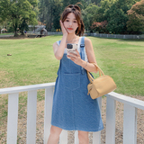 酷盐系背带裙夏季女2023设计感小个子连衣裙短牛仔裙p105k158，女装连衣裙，铱本正襟