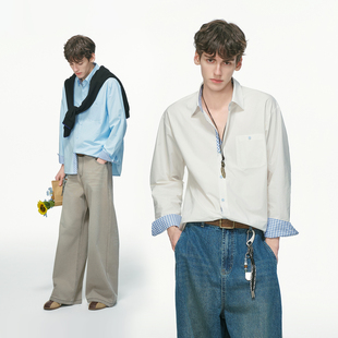 made 休闲内搭通勤cleanfit长袖 格子白色衬衫 秋季 衬衣 男款 Dream