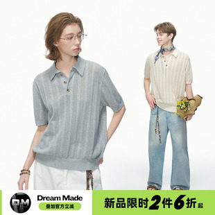 Dream made 老钱风针织短袖T恤男女款夏季半袖polo衫cleanfit上衣