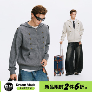Dream made 宫廷风拿破仑连帽毛衣外套男款秋冬季加厚针织衫