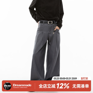 高级感直筒休闲裤 Dream 男春秋季 老钱风通勤垂感灰色西裤 子 made