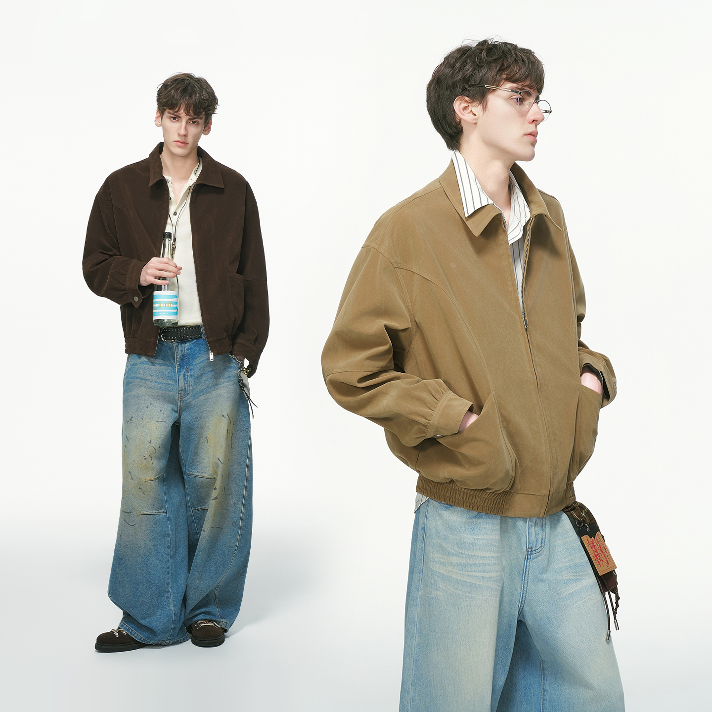 Dream made 美式解构cleanfit短款外套男秋季巴恩风工装麂皮夹克