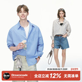 made蓝色格子情侣衬衫 男女春秋季 新款 Dream 休闲内搭男生长袖 衬衣