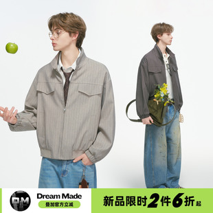 工装 boxy短款 男生夹克 made老钱风新贵条纹拉链外套男春秋季 Dream