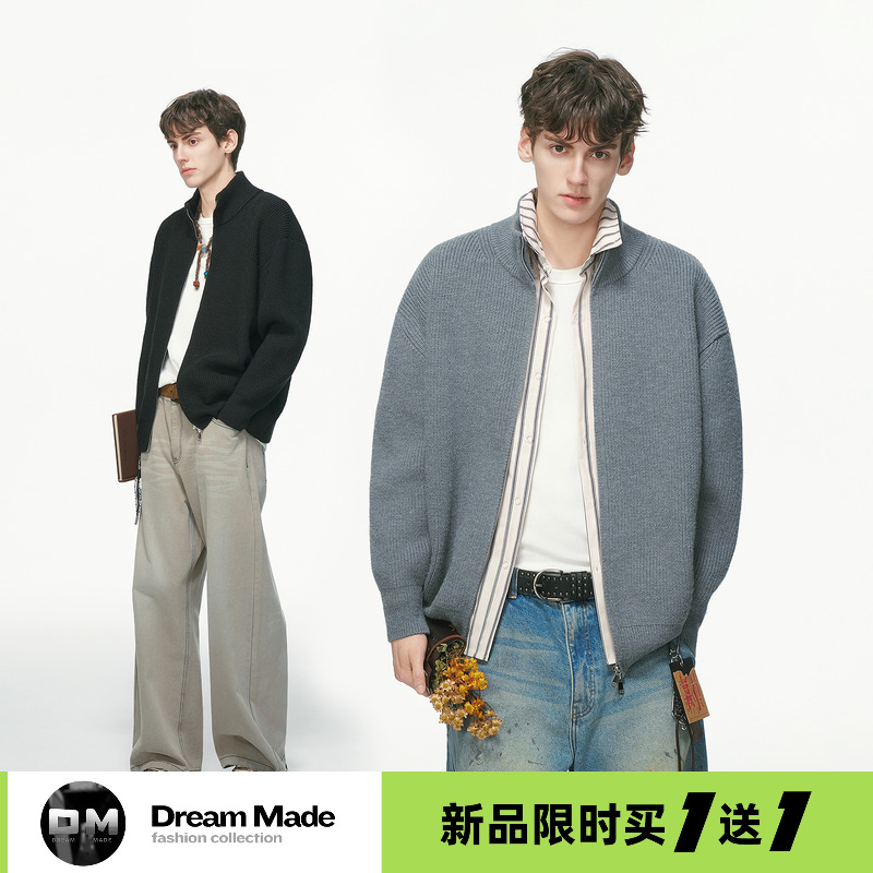 Dream made 老钱风人夫感毛衣男款秋冬季加厚内搭男生针织衫外套