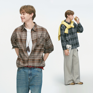 made 秋季 老钱风松弛感格子长袖 男款 休闲复古衬衣外套 衬衫 Dream