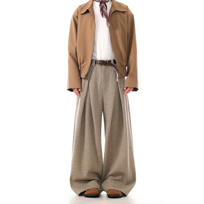 Dream made老钱风新贵毛呢西裤男款秋冬季加厚阔腿休闲裤男生裤子