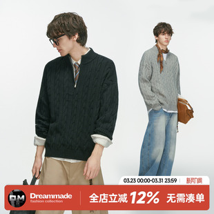 男生毛线衣 加厚半拉链麻花毛衣男老钱风内搭针织衫 Dream made冬季