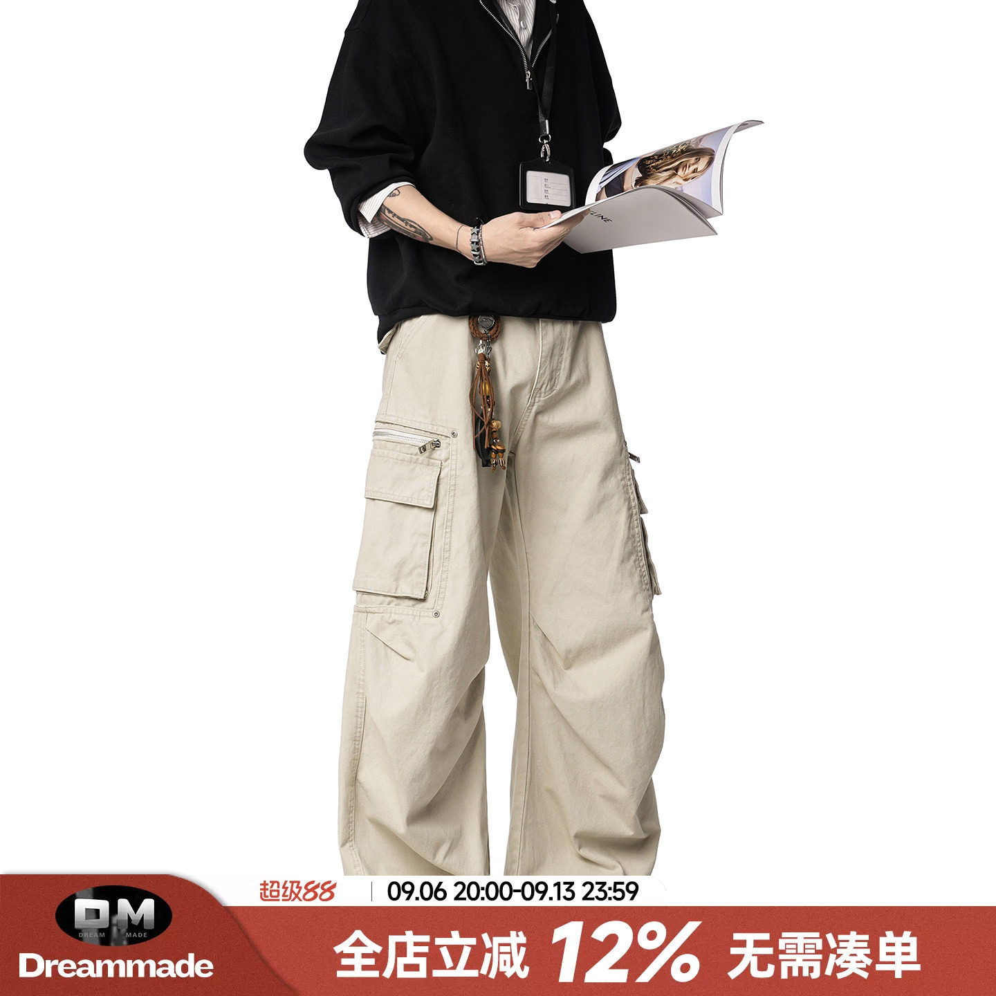 Dream made 高级感水洗工装裤男款春夏季直筒宽松休闲裤男生裤子图片
