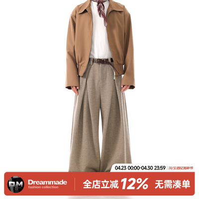 Dream made老钱风新贵毛呢西裤男款春秋季加厚阔腿休闲裤男生裤子